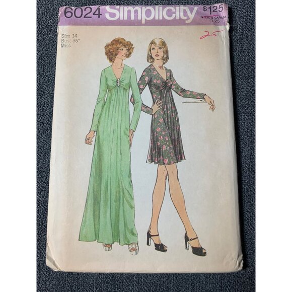 Simplicity Misses Dress Sewing Pattern sz 14 6024 - uncut - Picture 9 of 9